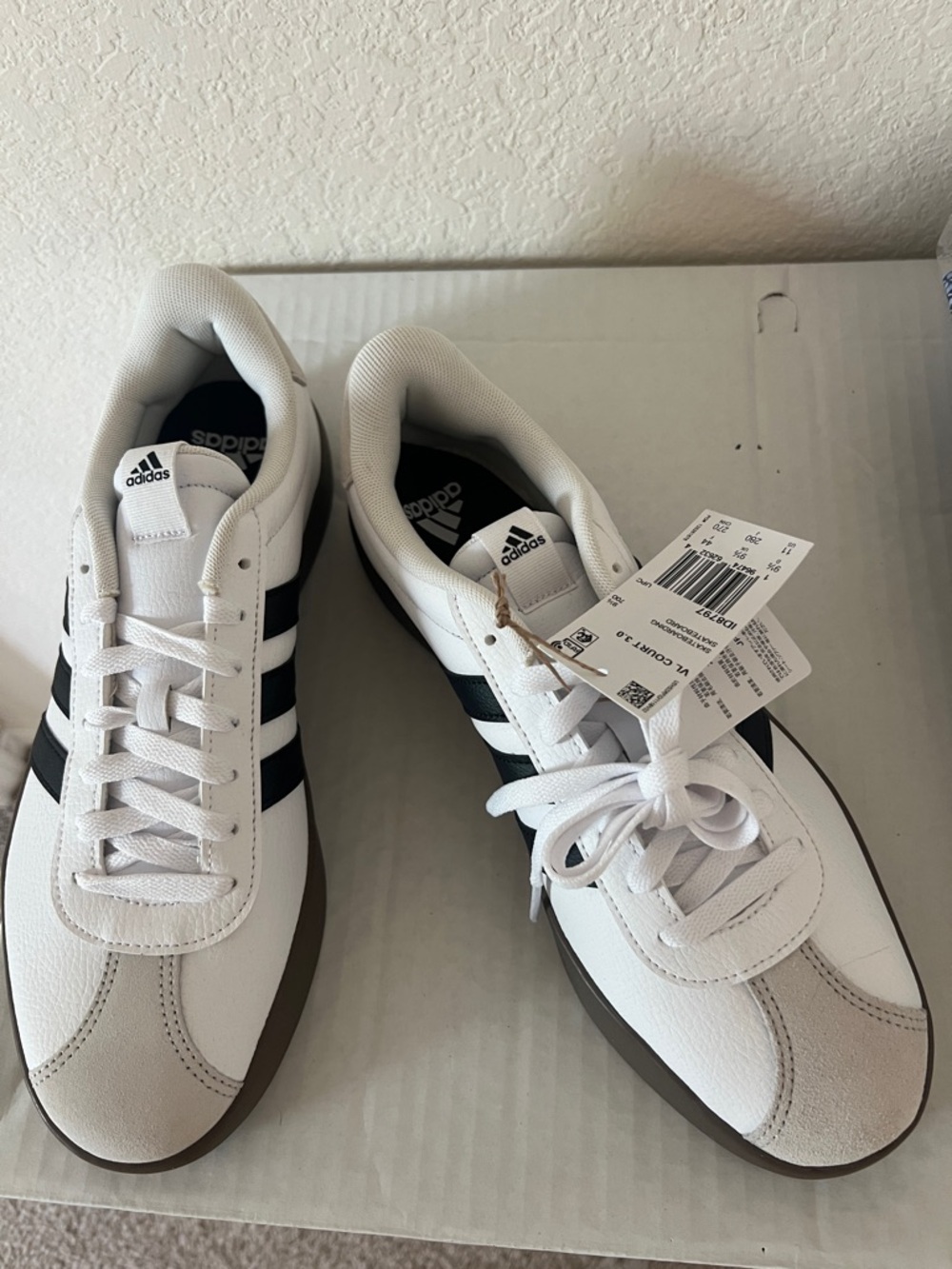 adidas White and Black VL COURT 3.0 shoes